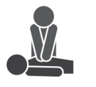 a grey icon depicting a person giving cpr